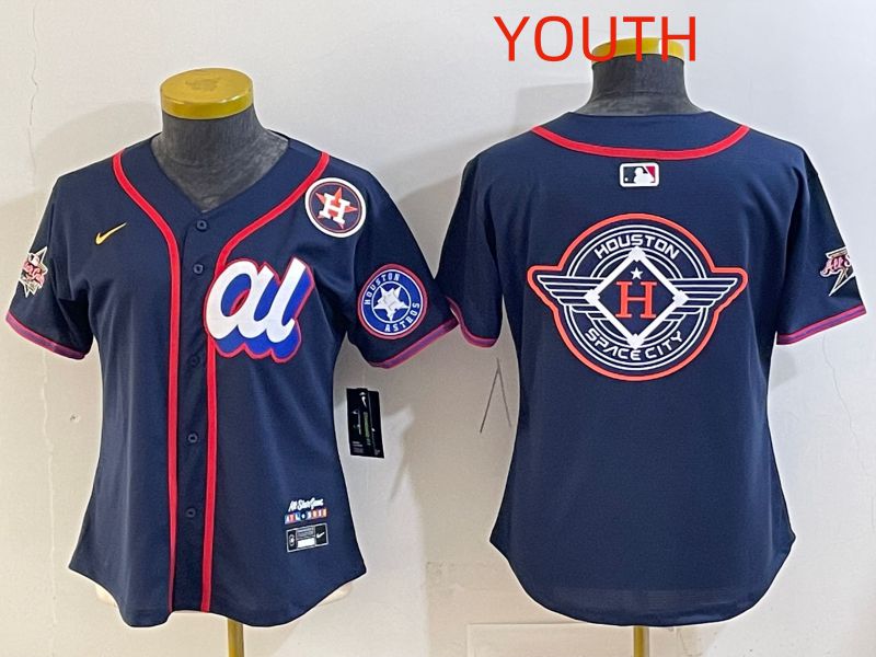 Youth 2025 Houston Astros Blank Drak Blue All star Nike MLB Jersey style 012
